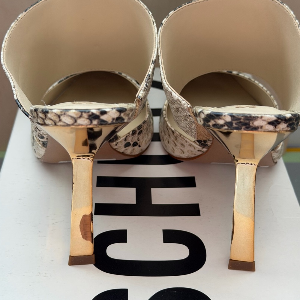 Schutz Python Pattern Heels In Black And Cream - image 4